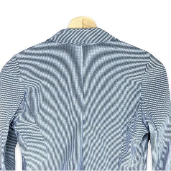 Candies Blue and White Striped Double Pocket Open Blazer - Picture 6 of 8